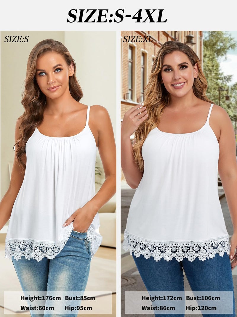 ANYFITTING Tank Top with Built in Bra for Women Camisole Adjustable Strap Padded Bra Cami Sleeveless Summer Tops with Lace Trim Hem - Image 5