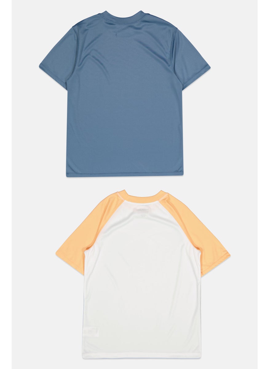 Reebok Kids Boy 2 Pcs Sportswear Fit Short Sleeve Outdoor T-Shirt, Multicolor  - Image 2