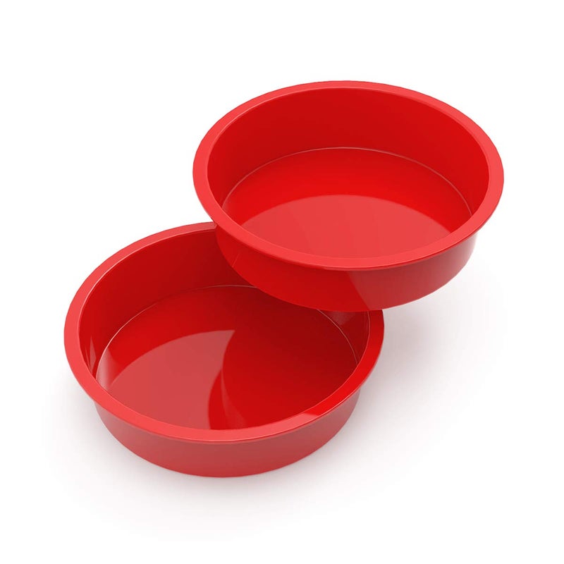 SILIVO Silicone Cake Tins for Baking 8 Inch Round 2Pcs 20cm Cake Tins Silicone Cake Moulds for Baking Layer Cakes Sponges Cakes