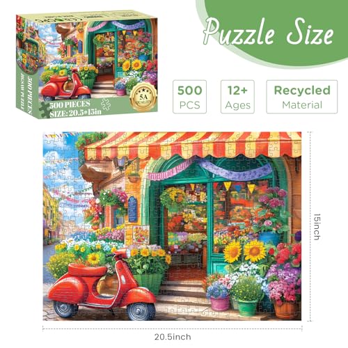 DAGIRT 500 Piece Puzzles for Adult Flower Shop Jigsaw Puzzles 500 Pieces for Adults Senior Motorcycle Adult Puzzle Challenging Family Fun Puzzle Activity Game Gift for Friend 205 X 15 in - Image 5