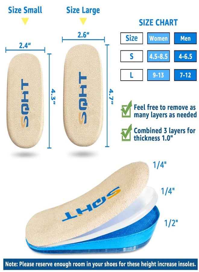 SQHTL 3layers Adjustable Heel Wedge Lift for Leg Length Discrepancies, Height Increase Insoles for Heel Pain, Achilles Tendonitis, Men&WowenGel Shoe Heel Cushions (Small-Women's 4.5-8.5|Men's 4-6.5) - Image 2