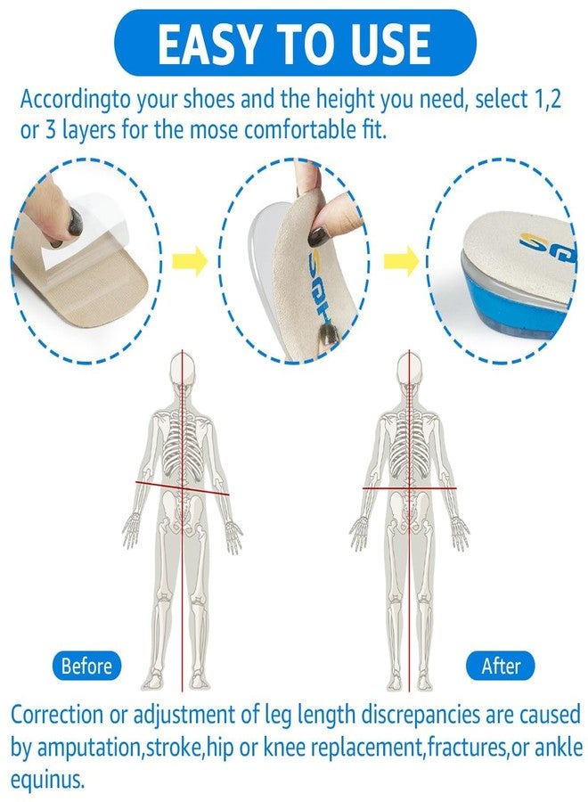 SQHTL 3layers Adjustable Heel Wedge Lift for Leg Length Discrepancies, Height Increase Insoles for Heel Pain, Achilles Tendonitis, Men&WowenGel Shoe Heel Cushions (Small-Women's 4.5-8.5|Men's 4-6.5) - Image 4