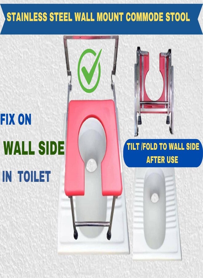 SR BIOTECH Wall Mount Commode Stool Stainless Steel(Capacity :120 kg),Premium Folding Shower Bathing Room Wall Mount Commode Stool - Image 3