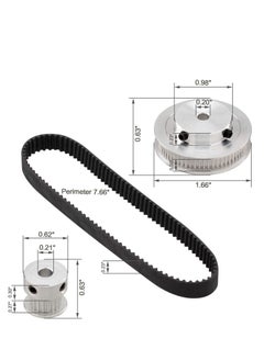 Y&D 3D Printer Aluminum Timing Belt Pulley Wheel, 2 Kit GT2 Synchronous Wheel 20 & 60 Teeth 5mm Bore, with pcs Length 200mm Width 6mm (bore (2pcs a Set))  - Image 2