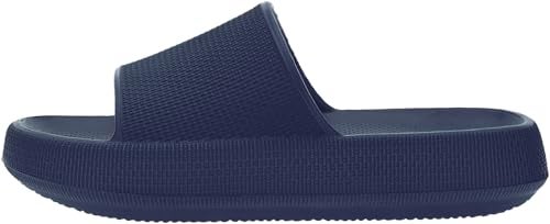 BRONAX Pillow Slippers for Women and Men | House Slides Shower Sandals | Cushioned Thick Sole 37-38 Blue - Image 2