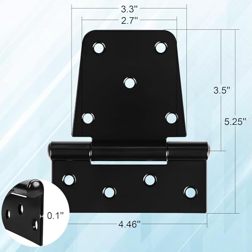 Inchoco Heavy Duty Gate Hinges 3.5 inch 4 Pack Extra Thick Industrial T Hinges Barn Door Hinges Shed Door Hinges for Large Wooden Gates Wood Fence Outdoor - Black Iron Finish (Screws Included) - Image 2