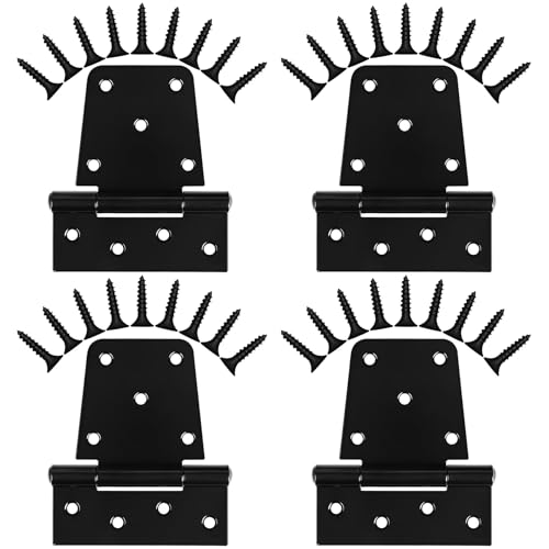 Inchoco Heavy Duty Gate Hinges 3.5 inch 4 Pack Extra Thick Industrial T Hinges Barn Door Hinges Shed Door Hinges for Large Wooden Gates Wood Fence Outdoor - Black Iron Finish (Screws Included) - Image 1