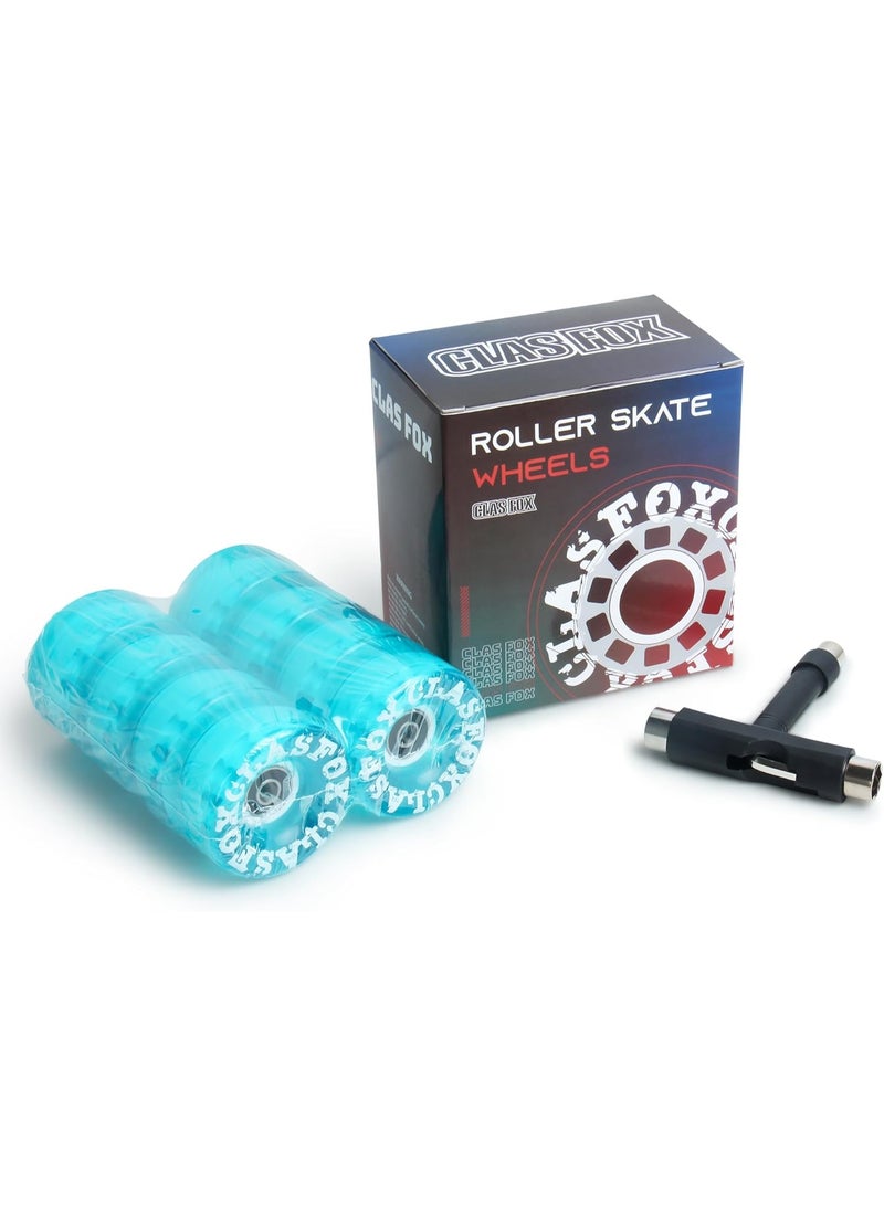 CLAS FOX 78A Indoor or Outdoor 65x35mm Quad Roller Skate Wheels with ABEC-9 Bearings 8 Pcs (Blue) - Image 3