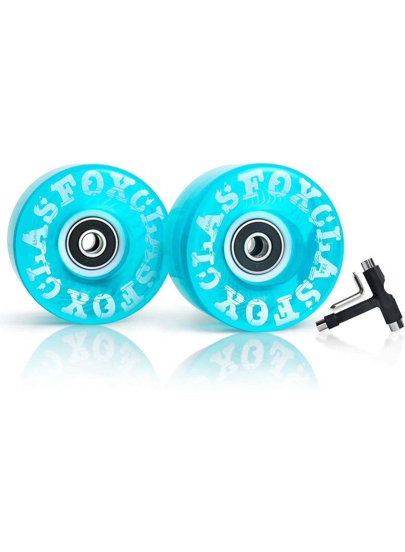 CLAS FOX 78A Indoor or Outdoor 65x35mm Quad Roller Skate Wheels with ABEC-9 Bearings 8 Pcs (Blue) - Image 1