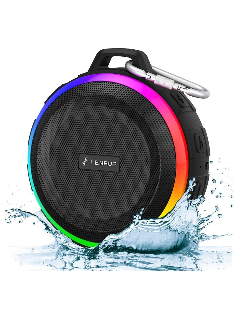 Excefore - Bluetooth Shower Speaker, Portable Bluetooth Speakers, IP67 Waterproof Wireless Speaker with Dynamic Lights, True Wireless Stereo, Crisp Clear Sound, for Sports, Pool, Beach, Hiking, Camping - Image 1
