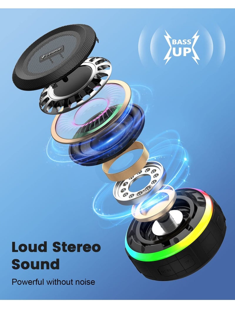 Excefore - Bluetooth Shower Speaker, Portable Bluetooth Speakers, IP67 Waterproof Wireless Speaker with Dynamic Lights, True Wireless Stereo, Crisp Clear Sound, for Sports, Pool, Beach, Hiking, Camping - Image 1