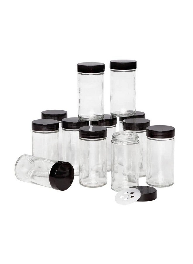 Kamenstein 5244227 Empty Jars, Set of 12, 3 Ounce, Black Cap - Image 1