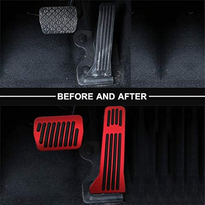 NYZAUTO Anti-Slip Performance Foot Pedal Pads kit Compatible with Mazda 2 3 6 CX3 CX5 CX9,Auto No Drilling Aluminum Brake and Gas Accelerator Pedal Covers - Red - Image 2