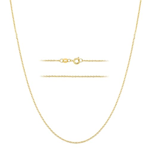 KISPER 24k Gold Cable Link Chain Necklace – Thin, Dainty, Gold Plated Stainless Steel Jewelry for Women & Men with Spring Ring Clasp, 14” - Image 1