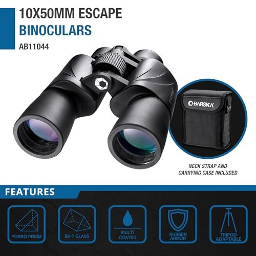 BARSKA Escape Porro 10x50 Binoculars (Green Lens) - Image 2