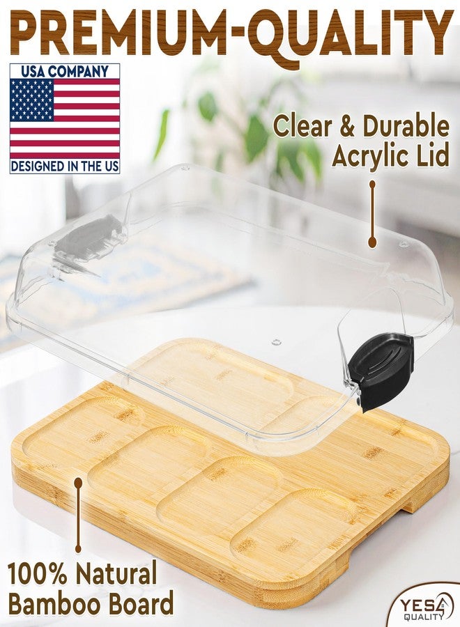 يس فور كواليتي لوح تقديم مقبلات مع غطاء - صينية تقديم محمولة من الخيزران مع غطاء للضيافة - لوح تقطيع خشبي - هدية مثالية لحفلات عيد الشكر، أو عيد الميلاد، أو أعياد الميلاد، أو حفلات الانتقال إلى منزل جديد، أو الخطوبة، أو حفلات الزفاف - Image 5