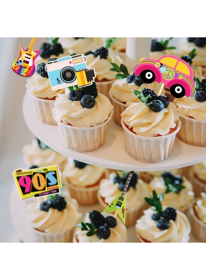 Epakh 48 Pieces 90s Cupcake Topper Hip Hop Dance Retro Skate Cupcake Toppers 90s Theme Birthday Cake Party Decorations Stuff for 90's Throwback Party Decorations Supplies - Image 5