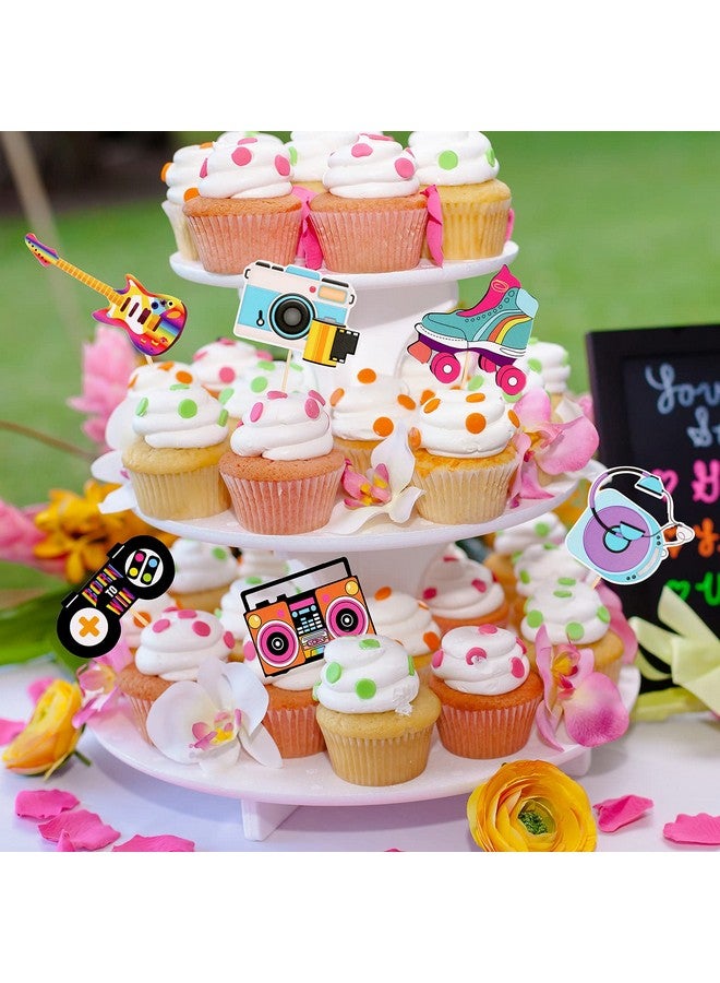 Epakh 48 Pieces 90s Cupcake Topper Hip Hop Dance Retro Skate Cupcake Toppers 90s Theme Birthday Cake Party Decorations Stuff for 90's Throwback Party Decorations Supplies - Image 4