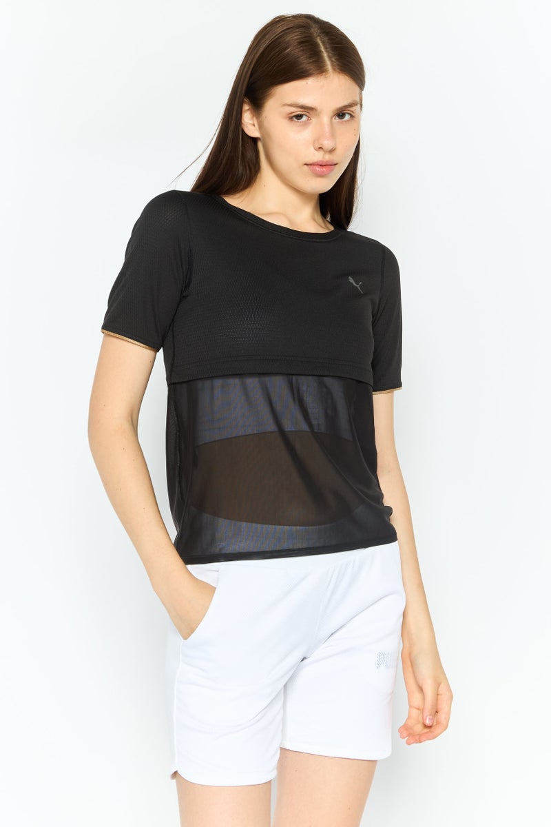 PUMA Women Sportswear Fit Short Sleeve Training Top, Black - Image 1