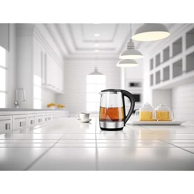 7MD Electric Kettle 17L Glass 2200W Fast Boil Water Boiler Led Light Auto Shut Off Boil Dry Protection Transparent Electric Tea Kettle For Home Kitchen Office Use Bpa Free Stainless Steel Base - Image 5