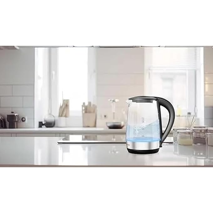 7MD Electric Kettle 17L Glass 2200W Fast Boil Water Boiler Led Light Auto Shut Off Boil Dry Protection Transparent Electric Tea Kettle For Home Kitchen Office Use Bpa Free Stainless Steel Base - Image 4