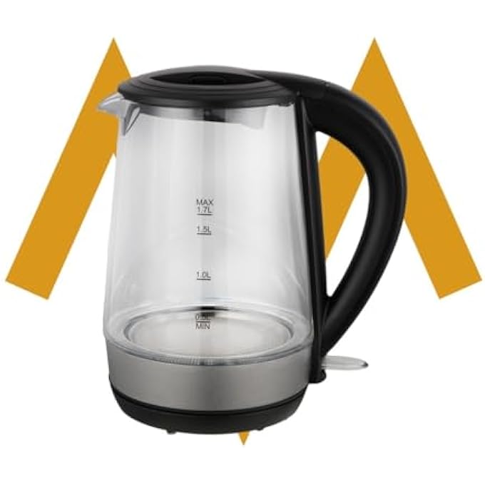 7MD Electric Kettle 17L Glass 2200W Fast Boil Water Boiler Led Light Auto Shut Off Boil Dry Protection Transparent Electric Tea Kettle For Home Kitchen Office Use Bpa Free Stainless Steel Base - Image 1