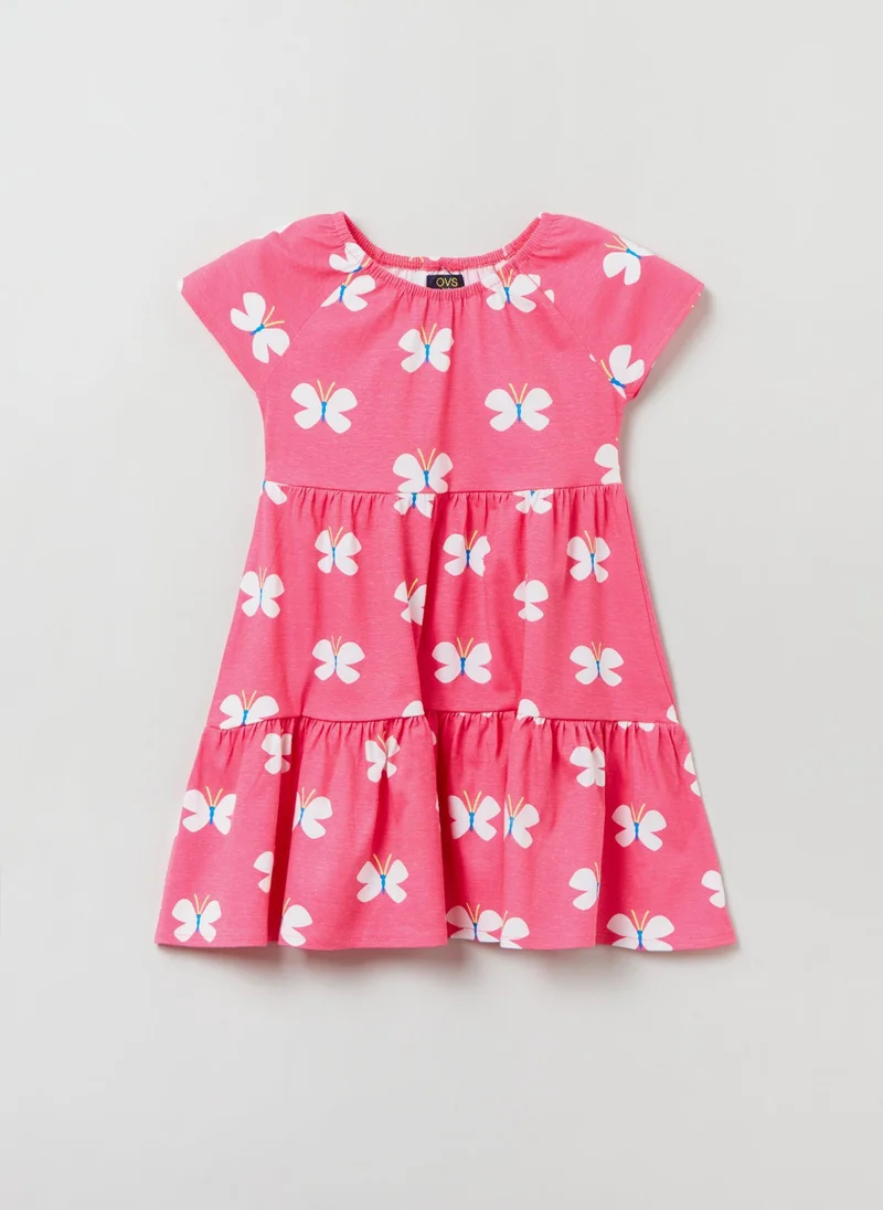 او في اس Dress with butterfly print flounce