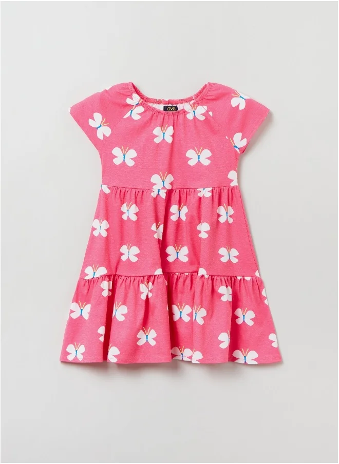 او في اس Dress with butterfly print flounce