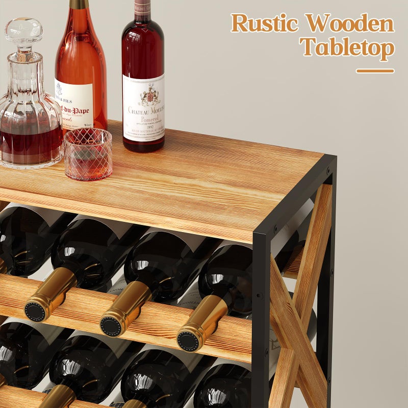 LUMAMU 20 Bottle Wine Rack Freestanding Floor with Wood Top,Wobble-Free 5 Tier Wine Display Storage Stand Shelf,Stackable Modular Wine Bottle Holder Rack for Kitchen,Cellar,Living Room - Image 4