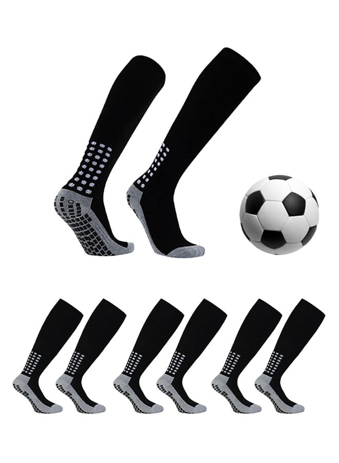 بوفان 4 أزواج من جوارب كرة القدم الطويلة للرجال، جوارب أنبوبية احترافية للتدريب على كرة القدم، مصنوعة من السيليكون السميك في الجزء السفلي. - Image 1