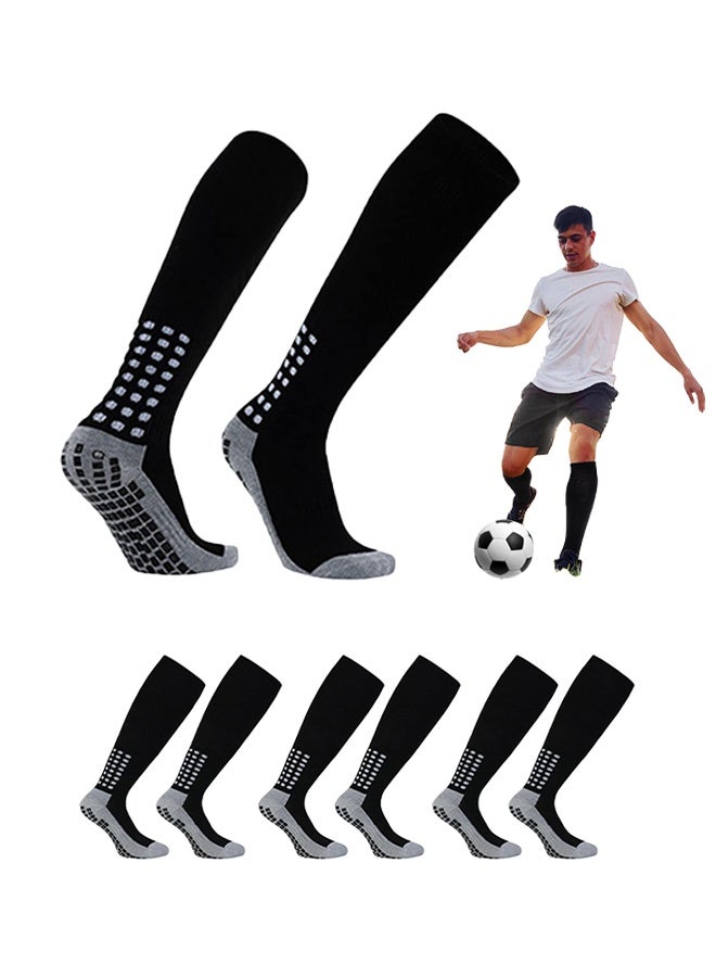 BOFAN 4 Pairs Grip Soccer Socks Men Cushioned Non Slip Football Basketball Sports Socks Knee High Long Socks - Image 1