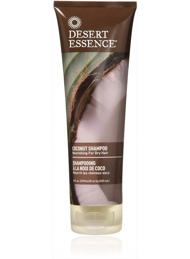 Desert Essence Coconut Shampoo, 8 fl oz (Pack of 2) - Gluten Free, Vegan, Paraben Free - Organic Coconut, Hemp & Olive Oils + Shea Butter - Image 1