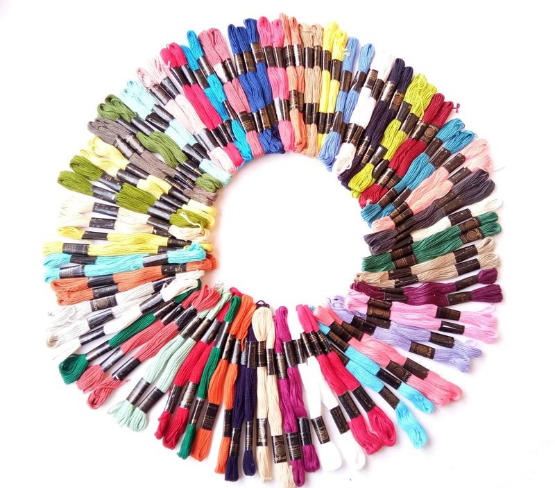 Vardhman Threads Vardhman Brand Cotton Embroidery Threads Set (8 M, Multicolour) - Pack Of 100 Rangoli - Image 5