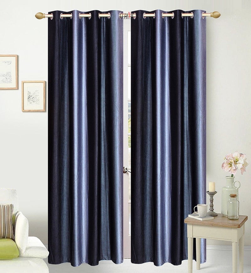 Milan Italian Curtain 7D Hybrid Printed Set of 2 Multi Color, Long Door- 4ft x 8ft,(Metalic, Grey & Silver) - Image 1