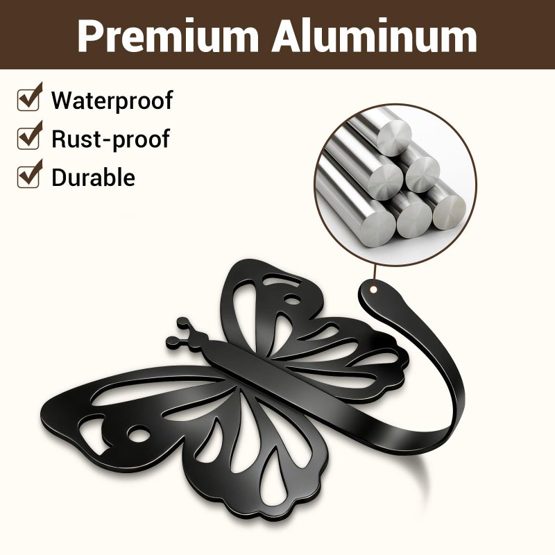Midukit Butterfly Coat Hooks For Wall,Heavy Duty 20LB Black Coat Hooks & Towel Hooks,Metal Wall Mount Hangers for Bathroom,Living Room,Kitchen - for Hanging Coat,Hat,Key,Bag,Robe,Scarf,Dog Leash,6 Pack - Image 4