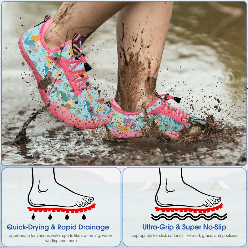 CROVA Built-in Heel Grips Water Shoes for Kids Girls Boys Hiking Shoes Wide Barefoot Swim Beach Pools Aqua Socks Slip-On Quick Dry Lightweight for Big Little Kids Toddler - Image 3