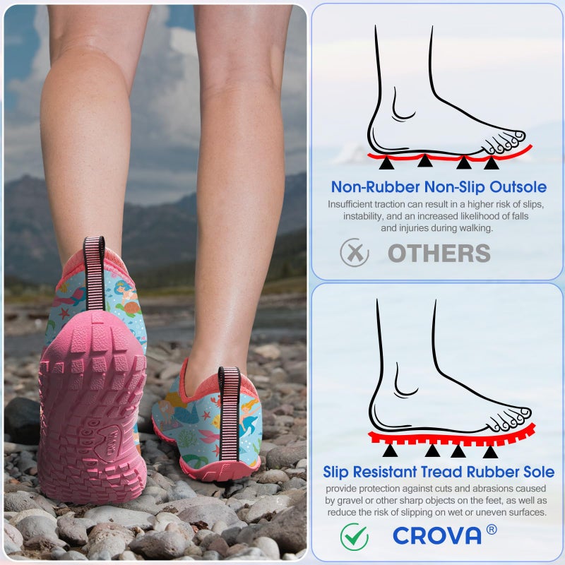 CROVA Built-in Heel Grips Water Shoes for Kids Girls Boys Hiking Shoes Wide Barefoot Swim Beach Pools Aqua Socks Slip-On Quick Dry Lightweight for Big Little Kids Toddler - Image 5