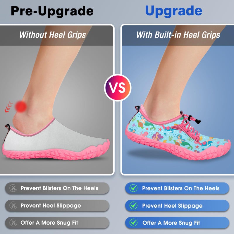 CROVA Built-in Heel Grips Water Shoes for Kids Girls Boys Hiking Shoes Wide Barefoot Swim Beach Pools Aqua Socks Slip-On Quick Dry Lightweight for Big Little Kids Toddler - Image 2
