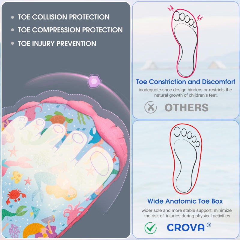 CROVA Built-in Heel Grips Water Shoes for Kids Girls Boys Hiking Shoes Wide Barefoot Swim Beach Pools Aqua Socks Slip-On Quick Dry Lightweight for Big Little Kids Toddler - Image 4