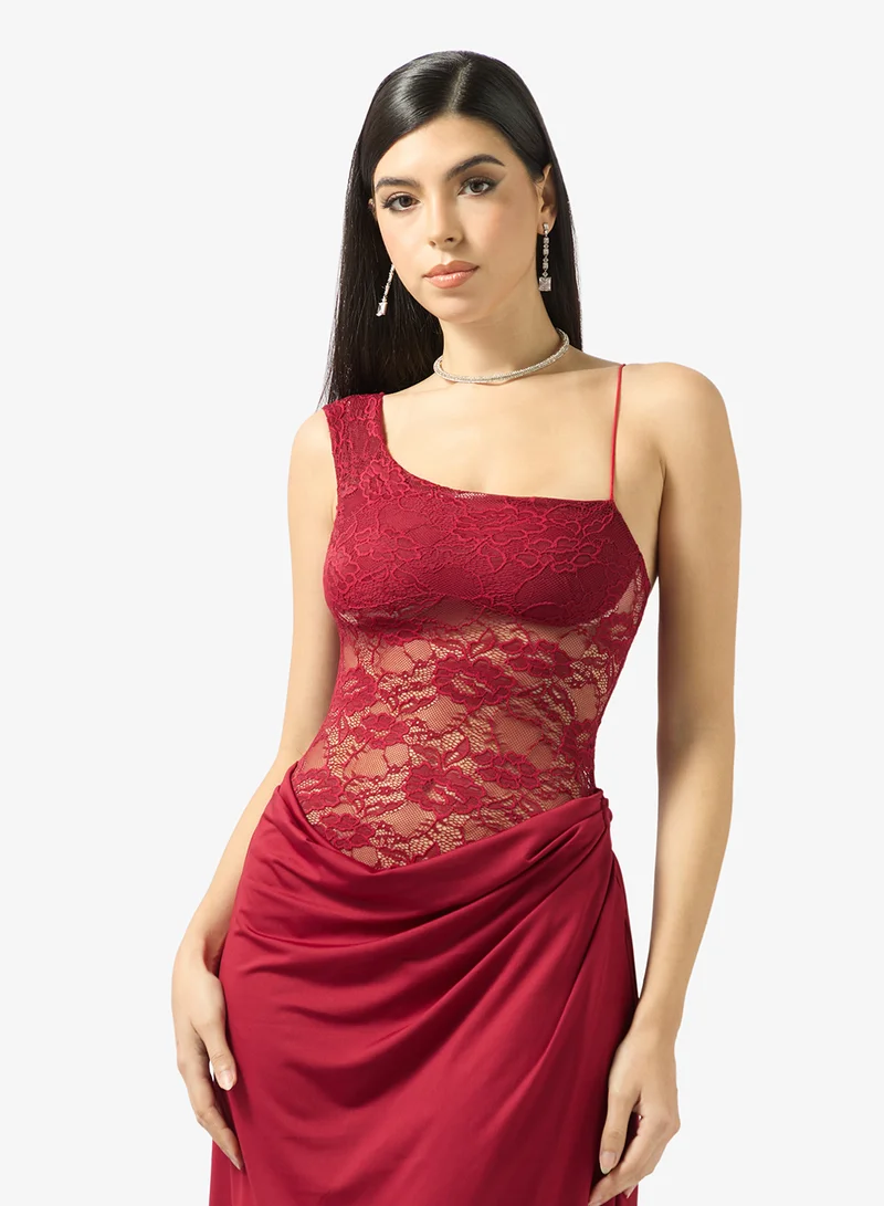 Ella Limited Edition  One Shoulder Lace Insert Dress for Women | Best Price UAE