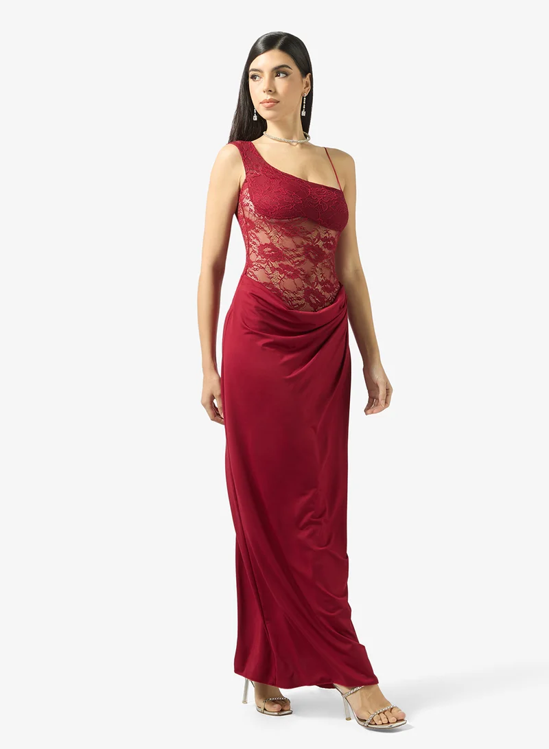 Ella Limited Edition  One Shoulder Lace Insert Dress for Women | Best Price UAE