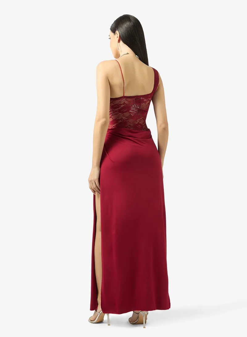 ايلا One Shoulder Lace Insert Dress