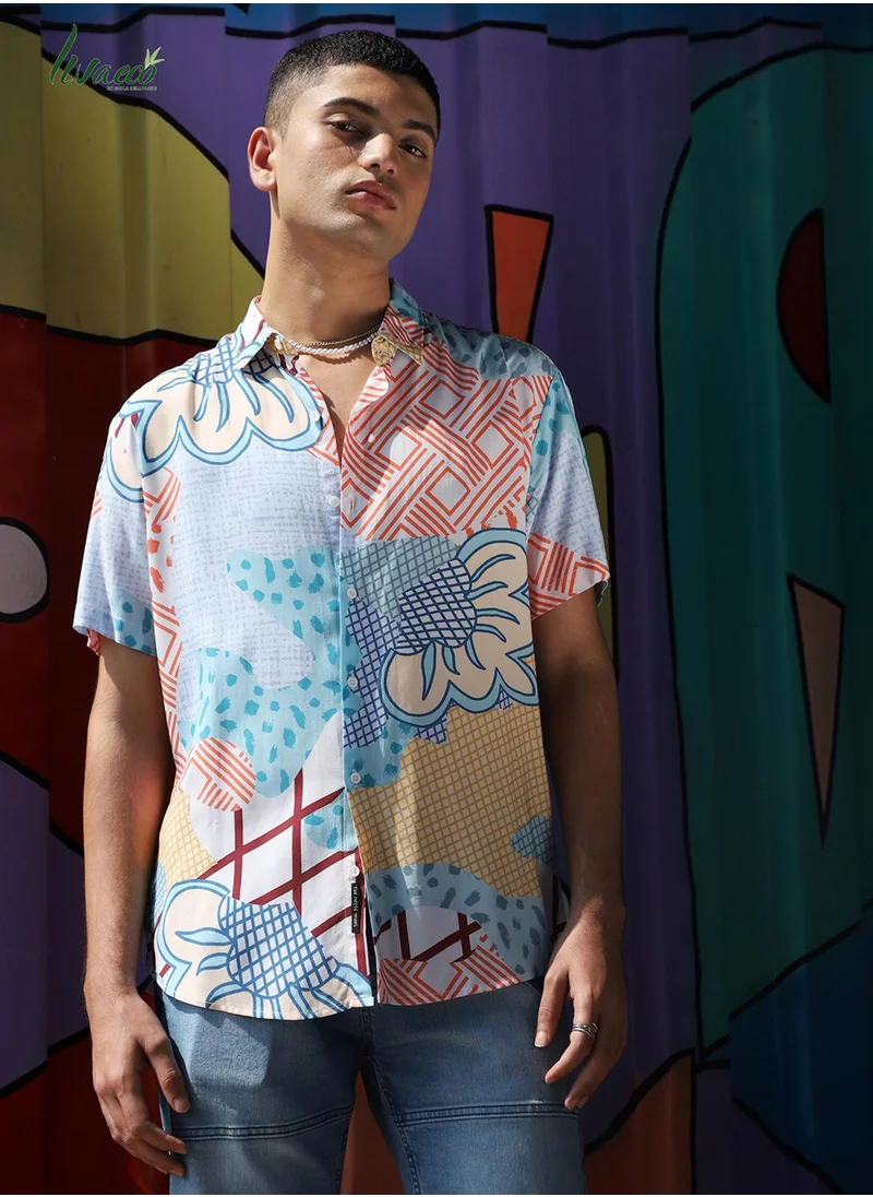 كامبوس سوترا Men's EcoLiva Multicolour Abstract Patch Shirt