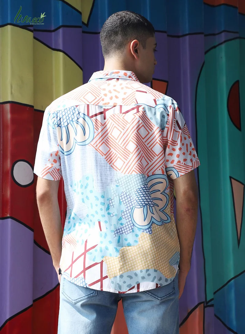كامبوس سوترا Men's EcoLiva Multicolour Abstract Patch Shirt