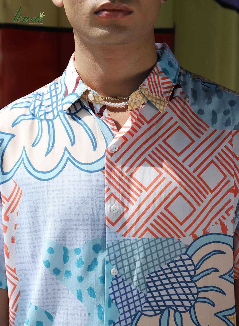 كامبوس سوترا Men's EcoLiva Multicolour Abstract Patch Shirt