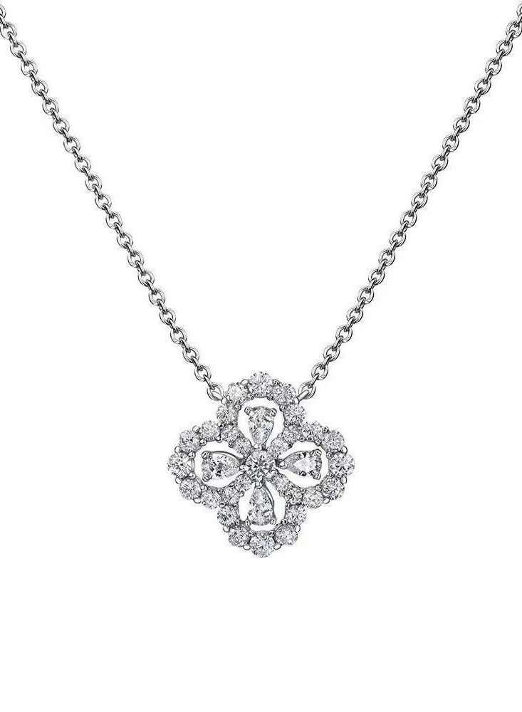 Goolsky Sparkling Zircon Four-Leaf Clover Necklace – Dainty Luxury Clavicle Chain for Women, Elegant Lucky Pendant, Trendy Small Jewelry, Gift for Her - Image 3