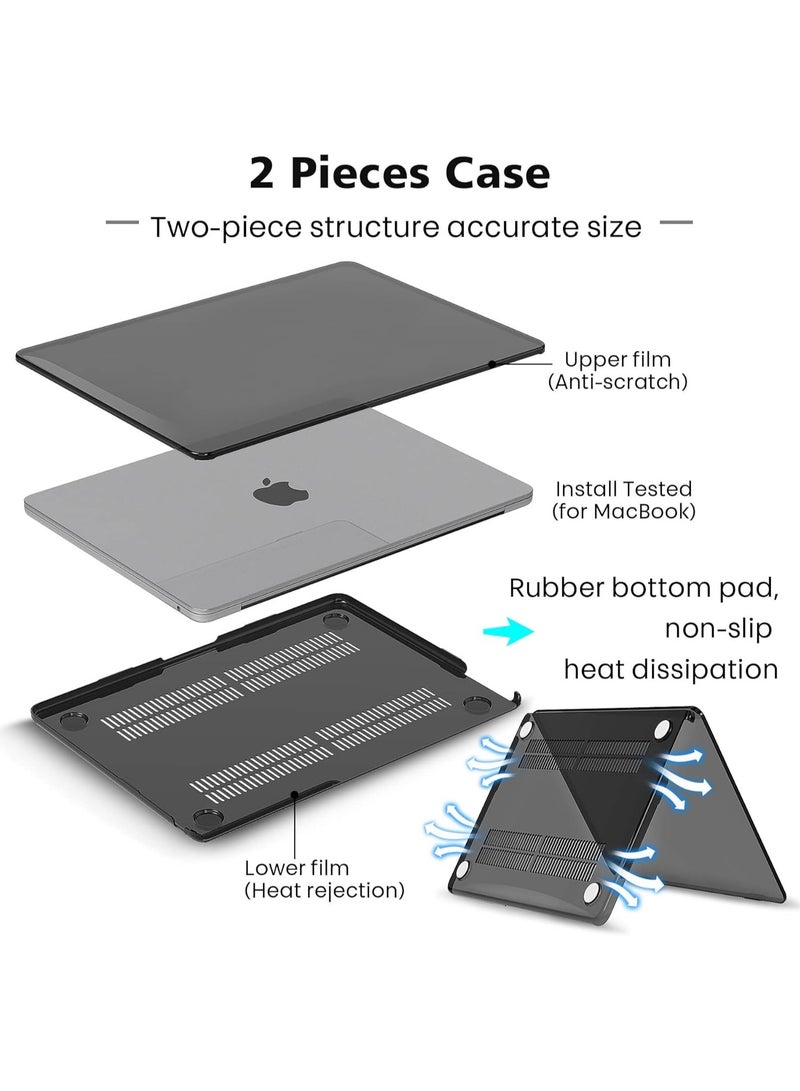 Laptop Case Cover for MacBook Air 13.6 inch 2025-2022 Release A3240 M4 / A3113 M3 / A2681 M2 Chip with Liquid Retina Display & Touch ID Protective Hard Shell Case Cover (Crystal Black) - Image 2