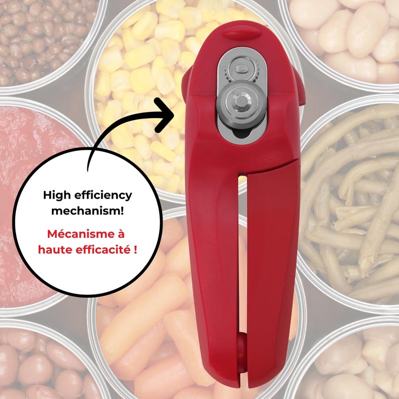 Starfrit Mightican Can Opener - Safe - Holds Lid And Leaves No Sharp Edges On Lid - 3 Year Warranty - Comfort Grip - Heavy Duty Non-Slip Knob - Red - Image 3