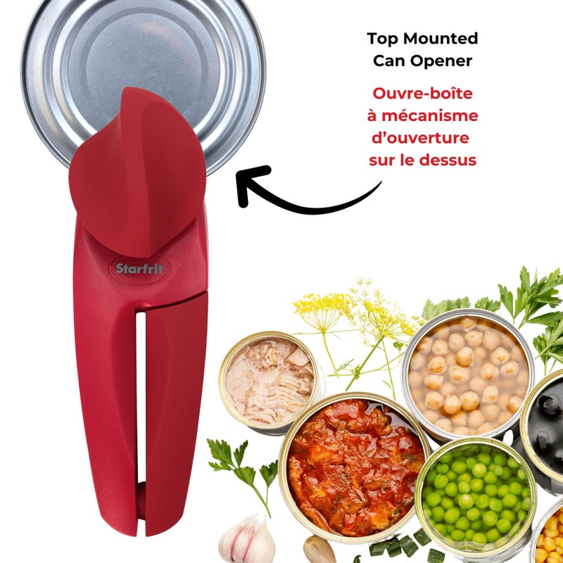 Starfrit Mightican Can Opener - Safe - Holds Lid And Leaves No Sharp Edges On Lid - 3 Year Warranty - Comfort Grip - Heavy Duty Non-Slip Knob - Red - Image 4