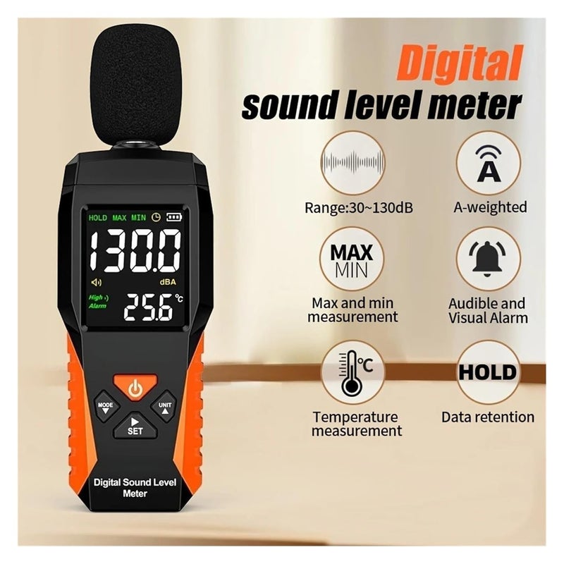 SW6002 مقياس الصوت الرقمي كاشف الضوضاء 30-130 ديسيبل مقياس مستوى الصوت الاحترافي جهاز اختبار الديسيبل - Image 3